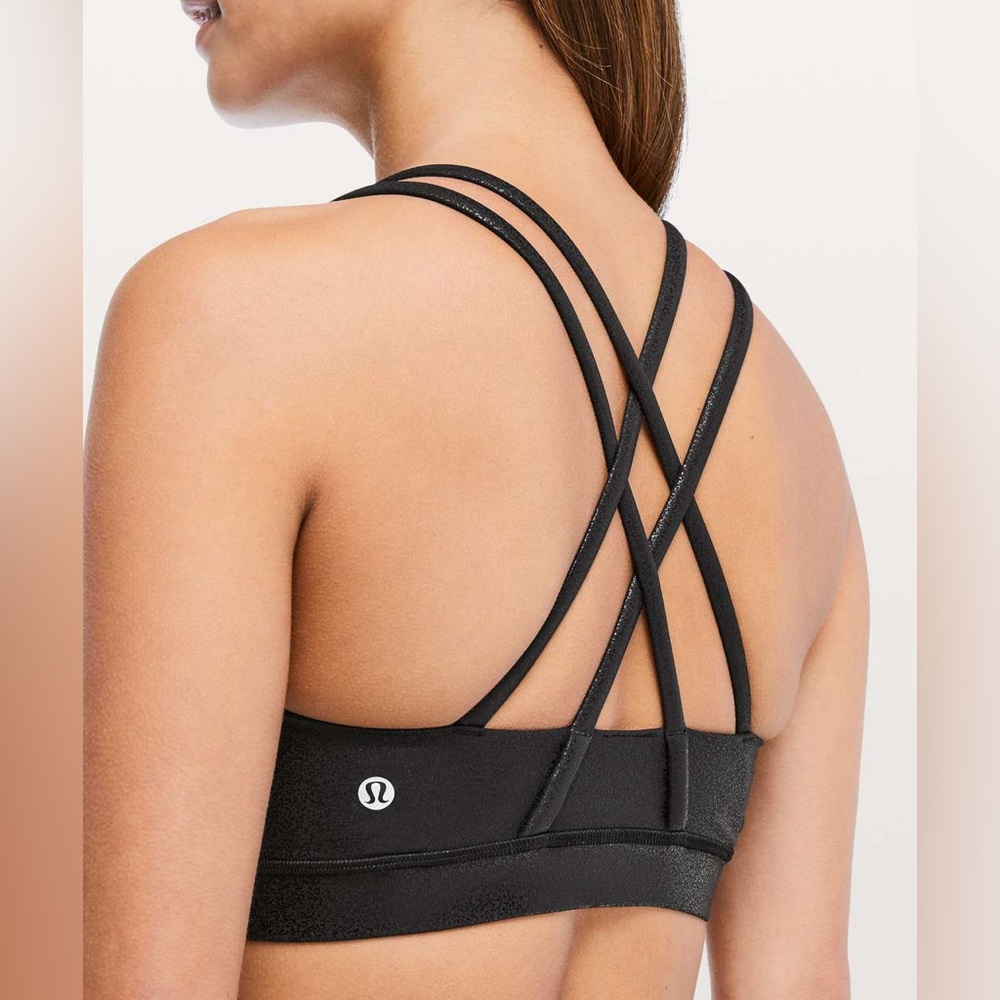 Lululemon Energy Bra Luminosity Foil Print Black Black 4